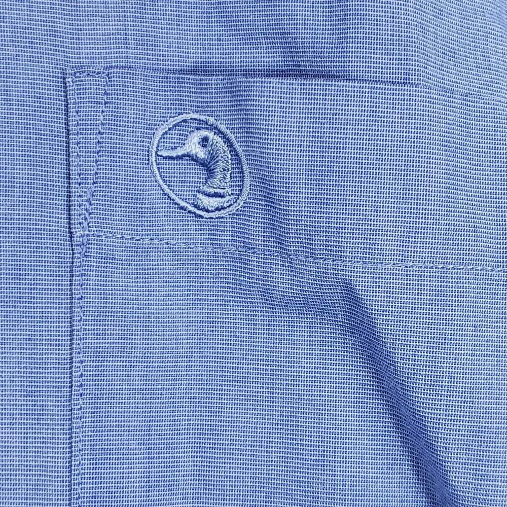 Duck Head Mens Button Down Dress Shirt Size 2XL Blue Embroidered Logo
